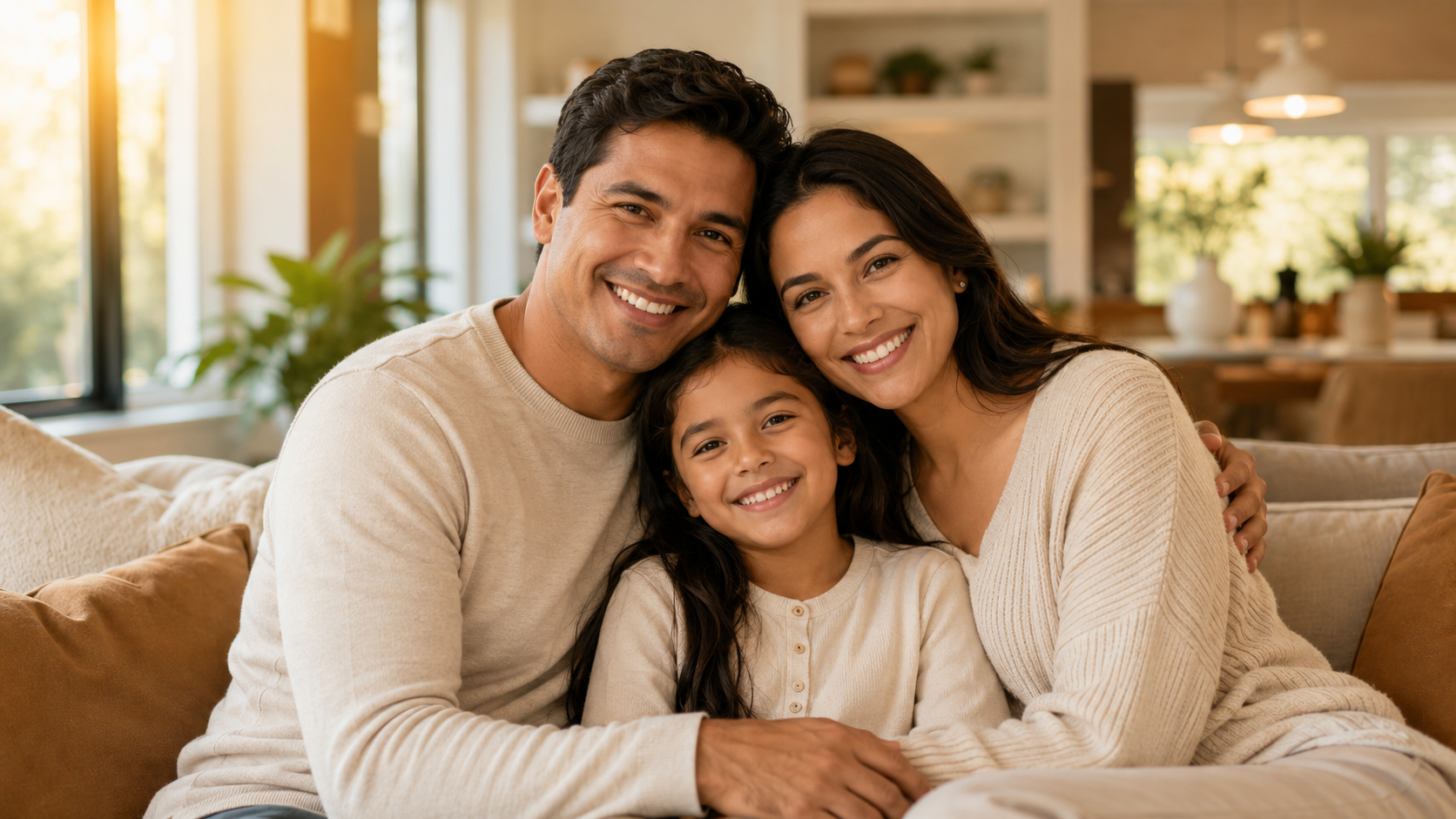 Familia latina unida en un hogar cálido